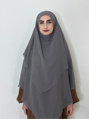 R&S Modibone Üç Katlı Hazır Peçeli Sufle Khimar Şifon Esarp 4 Ipli
