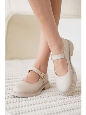 Mevese Anairb Bej Gunluk Mary Jane Ayakkabı