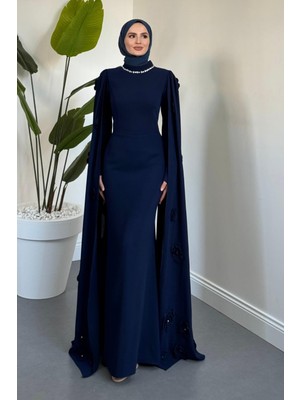 Merven Akyüz Aliya Pelerini Güllü Balık Abiye Lacivert