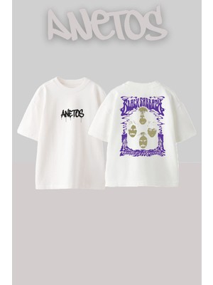 Anetos Black Sabbath 16 Tasarım Sırt Baskılı Pamuk Beyaz Oversize T-Shirt