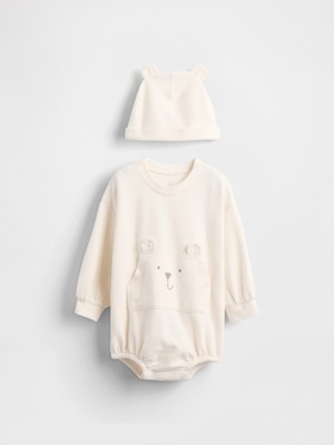 Gap Bebek Krem Brannan Bear Detaylı Bodysuit-Şapka Set