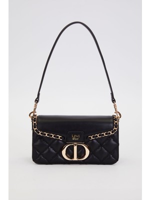 Levidor Siyah Çift Askılı Kapitone Omuz Çantası