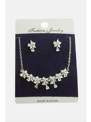 Fantastik Store Çiçek Zirkon Taşlı Set Kolye