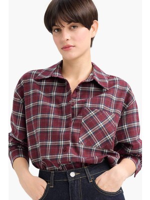 DeFacto Overshirt Fit Kareli Flanel Uzun Kollu Gömlek G3613AX25AU