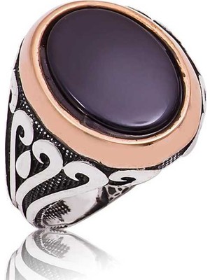 Gumush Gümüş Siyah Taşlı Erkek Yüzük - 21