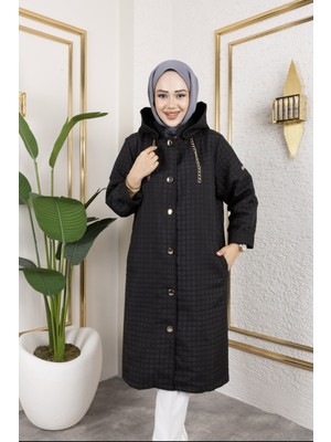 Gülsev Kadın Büyük Beden Örme Kapitone Astarsız Düğmeli Ceket/mont