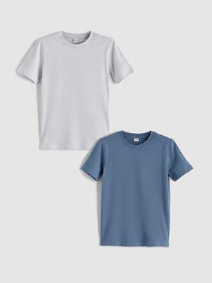 LC Waikiki Yeni Sezon Bisiklet Yaka Erkek Çocuk Tişört 2'LI_8684688736646