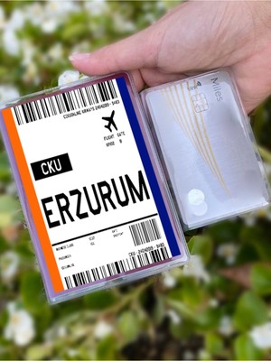 Nurdic Uçak Bileti Erzurum Desenli Universal Şeffaf Pasaport Kılıfı Model Tüm Ülke Pasaportlarına Uygun