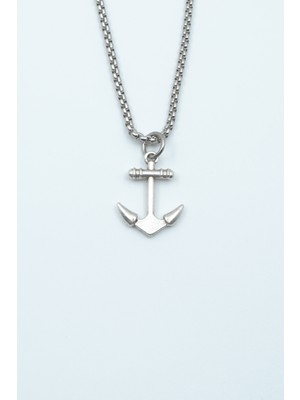 IDR Minimal Çapa Gümüş Kaplama Örme Zincir Kolye