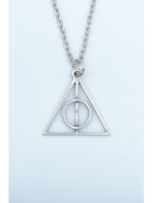 IDR Harry Potter Ölüm Yadigarları Üçgen Gümüş Kaplama Düz Zincir Kolye