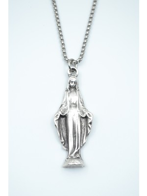 IDR Meryem Ana Gümüş Kaplama Örme Zincir Kolye