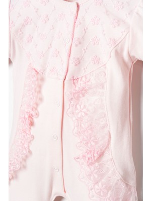 Miniday Baby Kız Bebek Mevlütlük Tulum Bandanalı Dantelli