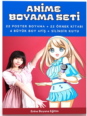 Enine Boyuna Eğitim Anime Boyama Poster Seti (Silindir Kutu ve Afiş Hediyeli)