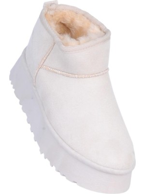 Skuaiter Skuaıter Tinsa Bej Kadın Içi Kürklü Düz Bot