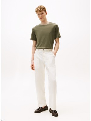 Tommy Hilfiger Bisiklet Yaka Yeşil Erkek T-Shirt MW0MW39368PLI_COTTON Modal Tee