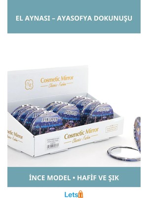 Letsii Taşlı Istanbul Tasarımı Ince El Aynası Ayasofya Desenli