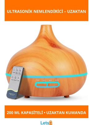Letsii Uzaktan Kumandalı Ultrasonik Ahşap Desenli Hava Nemlendirici Cihaz