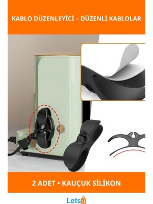 Letsii Çok Amaçlı Kablo Düzenleyici 2 Adet Siyah