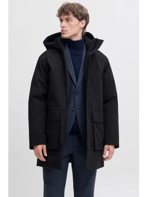 Jack & Jones Erkek Jprccmoon Su Geçirmez Kapüşonlu Kaban 12280904 Siyah