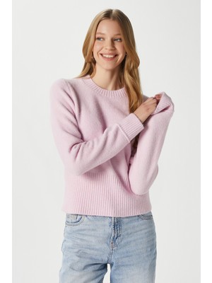 Ritnice Kadın Luviya Yünlü Yumuşak Pembe Triko Kazak WS07299