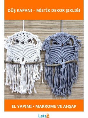 Letsii El Yapımı Baykuşlu Düş Kapanı Bohem Dekoratif Aksesuar
