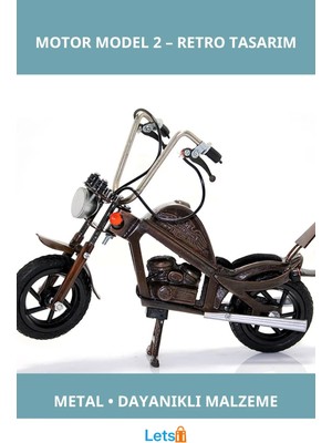 Letsii Metal Tasarım Retro Motor Modeli 2 Dekoratif Obje