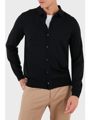 Boss Logolu % 100 Yün Regular Fit Klasik Yaka Düğmeli Hırka Erkek Hırka 50550087 001