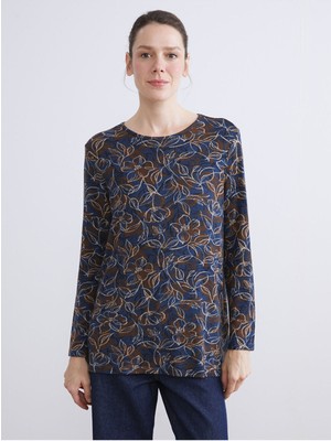 LC Waikiki Yeni Sezon Bisiklet Yaka Desenli BLUZ_8684688384137