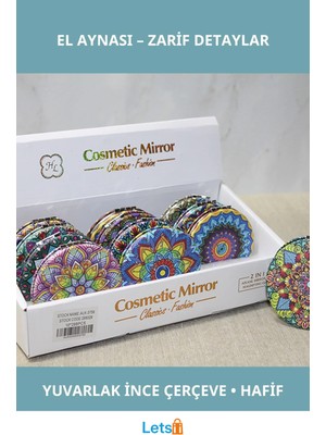 Letsii Taşlı Yuvarlak Ince El Aynası Şık Aksesuar