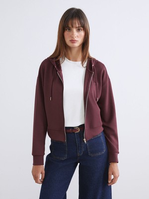 LC Waikiki Cey Yeni Sezon Kapüşonlu Kadın Fermuarlı SWEATSHIRT_8684689033768