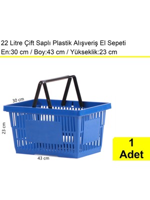 Akdenizpos Plastik Market Alışveriş El Sepeti 22 Litre Mavi 1 Adet