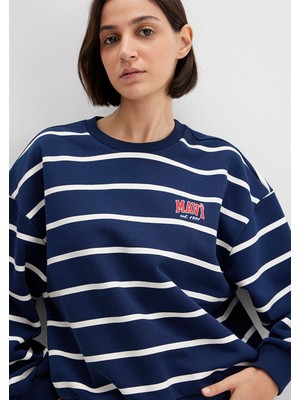 Mavi Çizgili Lacivert Sweatshirt 1S10456-84634