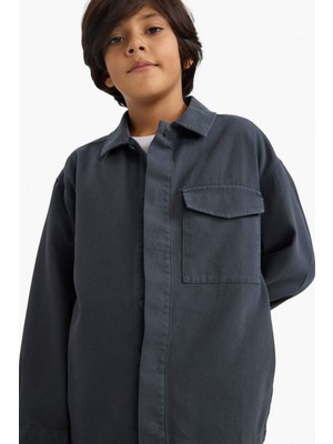 DeFacto Oversize Geniş Kalıp Polo Yaka Uzun Kollu Gömlek Erkek Çocuk G3621A825AU