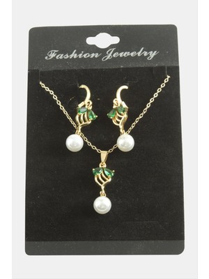 Fantastik Store Çiçek Inci Zirkon Taşlı Set Kolye
