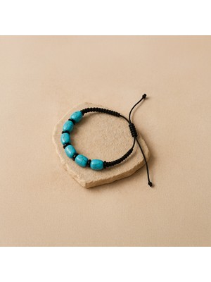 Tuffy Design Turkuaz Doğal Taş Makrome Örgülü Bileklik