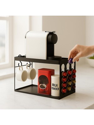 Decorelax Kapsül Kahve Organizeri Model 3 Siyah - Şık ve Fonksiyonel Düzenleyici Stand