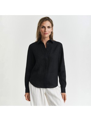 Gant Kadın Siyah Regular Fit Klasik Yaka Gömlek