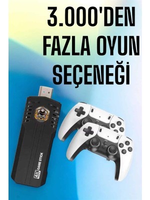 Datatek 8k Android Tv Gme Stick Video Oyun Konsolu Aile Retro 35000 Oyunlu Çift Kollu