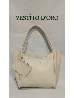Cüzdan Detaylı Geniş Omuz Çantası (Tote) - Vestito D'oro