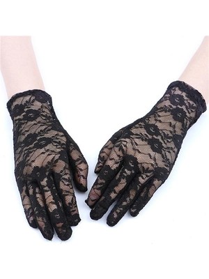 MCM Group Siyah Renk Bilek Boyu Dantel Eldiven Yetişkin Boy