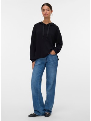 Vero Moda Kapüşon Yaka Düz Siyah Kadın Sweatshırt Vmhalı Ls Hoodıe Jrs Ga Boo
