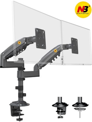 GreaTech North Bayou Nb H180 Amortisörlü Profosyonel 17 "27" Monitör Stand Çift Monitör Desteği 2-12 kg
