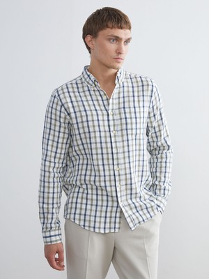 Lc Waikiki Yeni Sezon Regular Fit Uzun Kollu Ekose Armürlü Erkek Gömlek