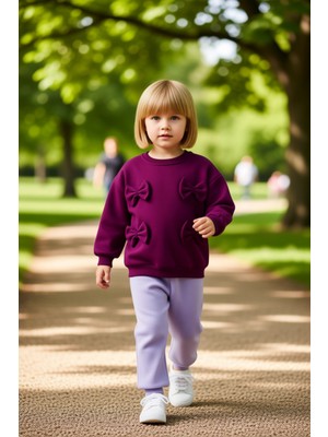 PayBuy Kız Çocuk Nakışlı Bisiklet Yaka Oversize Pamuklu Örme Takım Kaliteli Şık Rahat