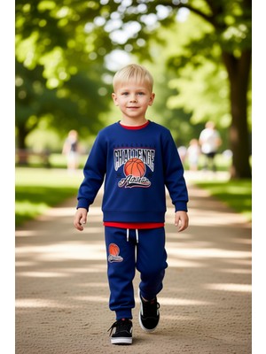 PayBuy Erkek Çocuk Basketbol Temalı Pamuklu Eşofman Takımı Kaliteli Şık Rahat  Günlük