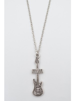 IDR Nirvana Elektro Gitar Gümüş Kaplama Düz Zincir Kolye