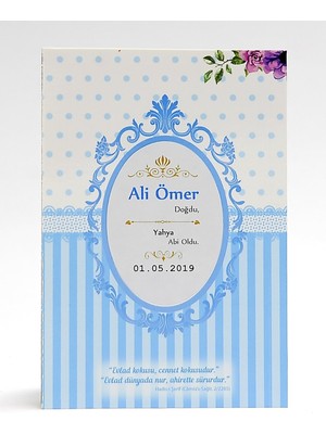luxurianthome Canım Oğlum Yazılı Isim Etiketli Mavi Yasin Mevlüt Hatırası 50 Adet