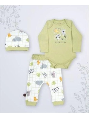 bebexy Puzzle Hayvan Desenli Yeşil Badi Takım 3'lü