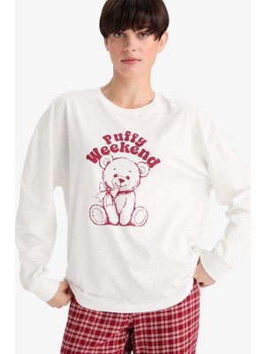 DeFacto %100 Pamuk Regular Fit Baskılı Uzun Kollu Pijama Üstü G3351AX25AU