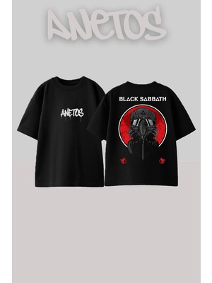 Anetos Black Sabbath 11 Tasarım Sırt Baskılı Pamuk Siyah Oversize T-Shirt